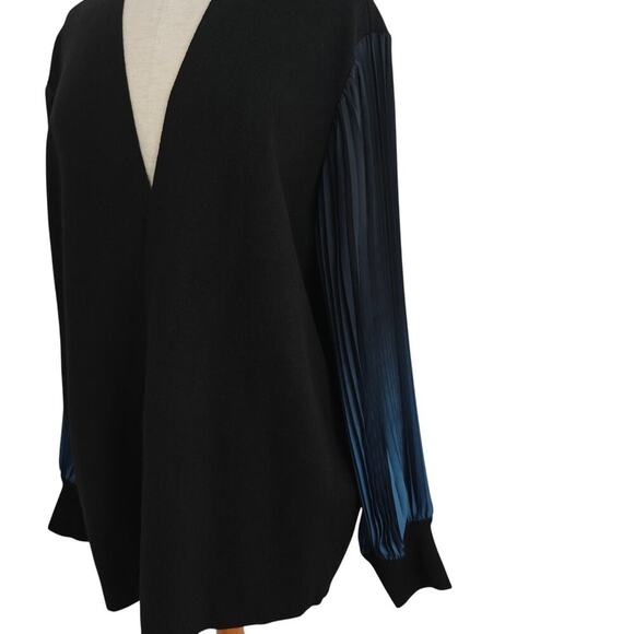 Chico's Cashmere Blend Pleated Sleeve Cardigan Sweater XXL / 4 Black Blue Open - Picture 4 of 9